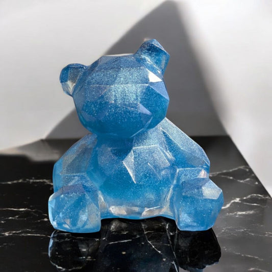 Einzigartiger Blauer Bär aus Epoxidharz – Glänzendes Unikat mit Charakter