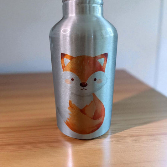 Aluminium-Trinkflasche mit Fuchs-Motiv – personalisierbar & spülmaschinenfest