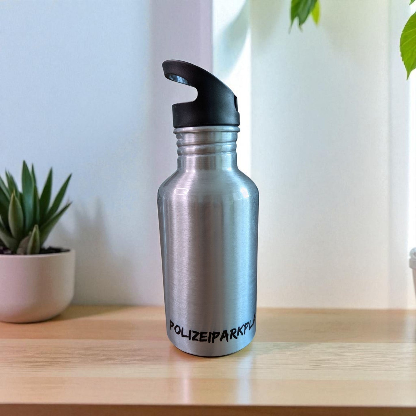 Aluminium-Trinkflasche mit Polizei-Motiv – Handgemacht & Spülmaschinenfest