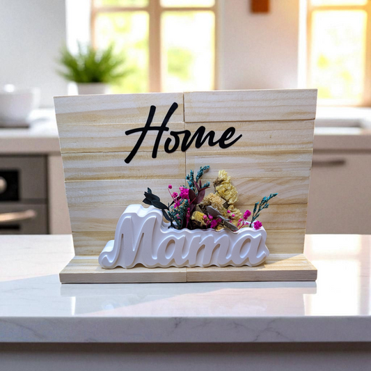 Dekoschild „Mama“ – Handgemachtes Geschenk mit Trockenblumen
